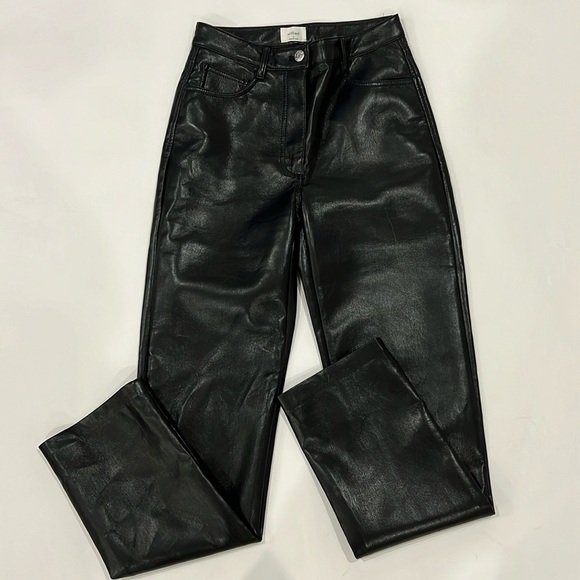 Aritzia Melina leather Pants high rise Straight Leg size 2 NWT - Picture 2 of 7